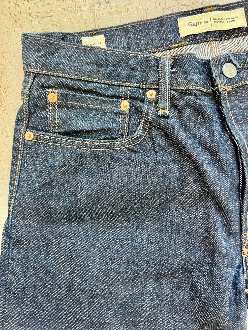 Gap 1969 Kaihara Japanese Selvedge Denim Jeans Straight 32x30 Dark Wash - Picture 4 of 14